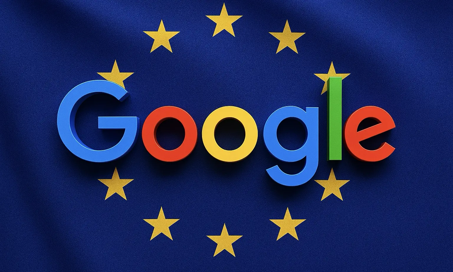 Schriftzug Google und EU-Flagge